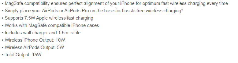 Comsol 2-in-1 Magnetic Charger Specs