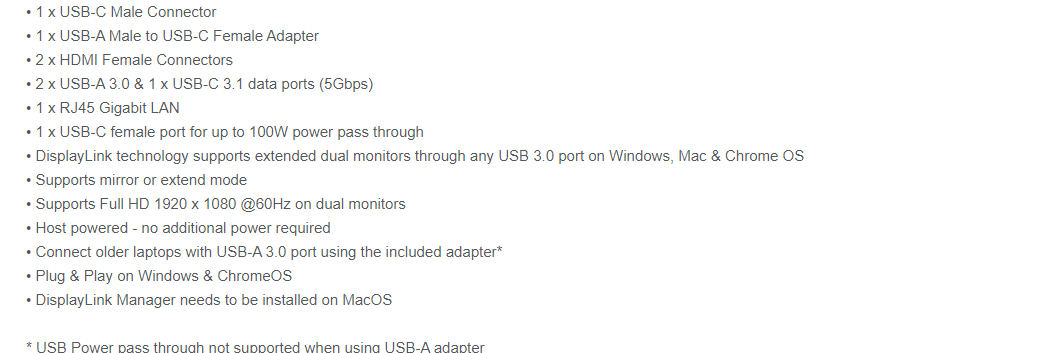 Klik Universal USB-C Multiport Adapter Specs