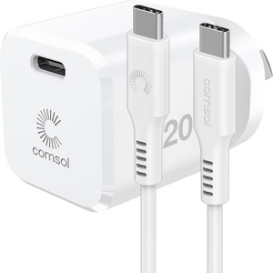 Comsol 20W USB-C Wall Charger + 1.2m USB-C to USB-C Cable