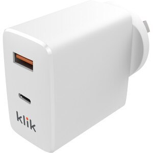 Klik Dual USB Wall Charger 65W - White